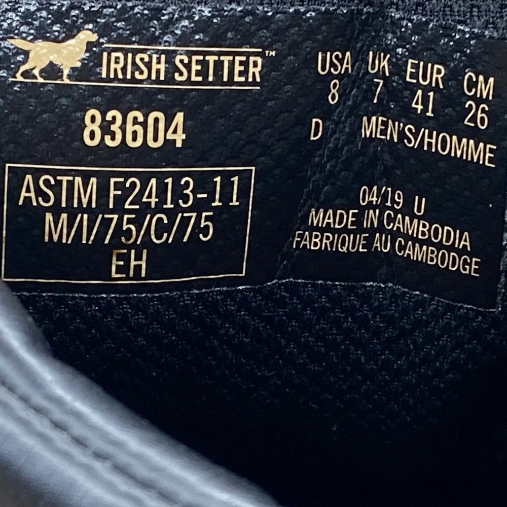 Irish Setter 83604 Work Boots Mens 8 Brown Leather Safety Toe EH Rated Rugged